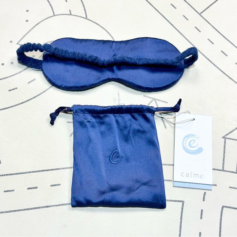 Johnny Was Calme Cashmere & Silk Navy Eye Mask Set - Picture 2 of 2